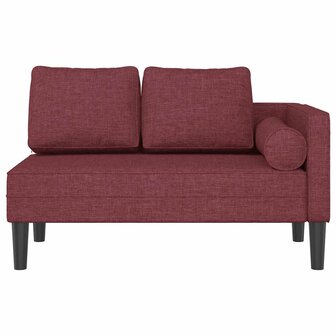 Chaise longue met kussens stof wijnrood 3