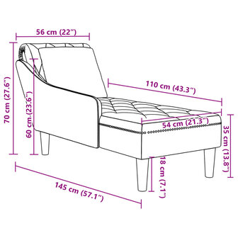 Chaise longue met kussen&amp;rechterarmleuning fluweel donkergrijs 9