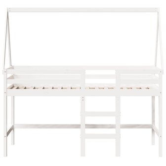 Halfhoogslaper met ladder en bedhuis grenenhout wit 90x200 cm 4