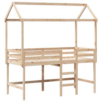Halfhoogslaper met ladder en bedhuis grenenhout 90x200 cm 3