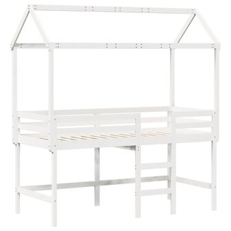 Halfhoogslaper met ladder en bedhuis grenenhout wit 80x200 cm 3