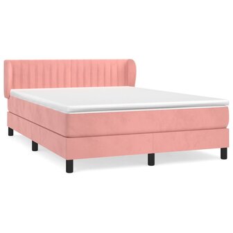 Boxspring met matras fluweel roze 140x200 cm 2