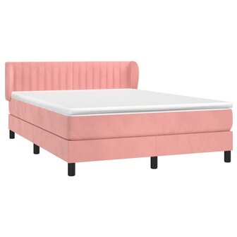 Boxspring met matras fluweel roze 140x200 cm 3