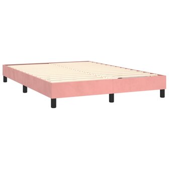 Boxspring met matras fluweel roze 140x200 cm 4