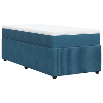 Boxspring met matras fluweel donkerblauw 80x200 cm 6