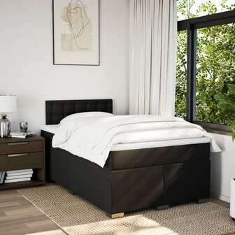 Boxspring met matras stof zwart 120x200 cm 3
