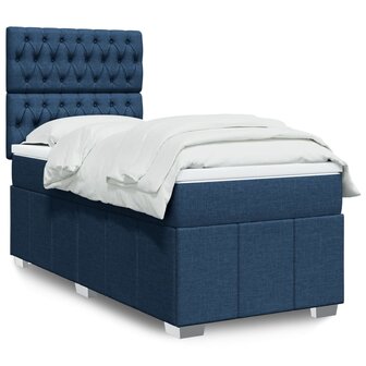 Boxspring met matras stof blauw 80x200 cm 1