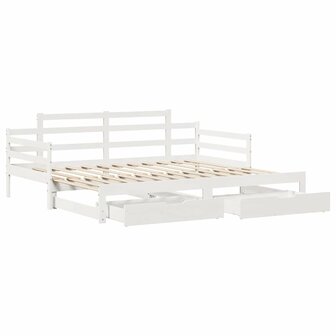Slaapbank met onderschuifbed/lades zonder matras 90x190 cm wit 3