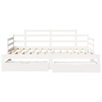 Slaapbank met onderschuifbed/lades zonder matras 90x190 cm wit 4