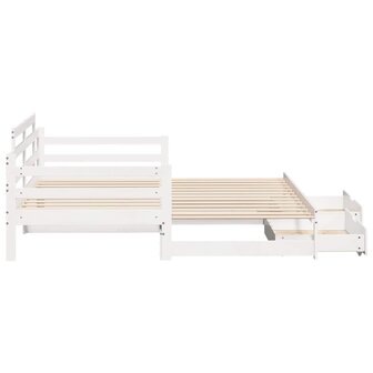 Slaapbank met onderschuifbed/lades zonder matras 90x190 cm wit 6