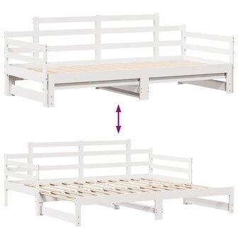 Slaapbank met onderschuifbed/lades zonder matras 90x190 cm wit 8