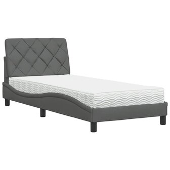 Bed met matras stof donkergrijs 80x200 cm 2
