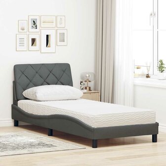 Bed met matras stof donkergrijs 80x200 cm 3