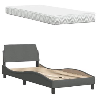 Bed met matras stof donkergrijs 80x200 cm 8