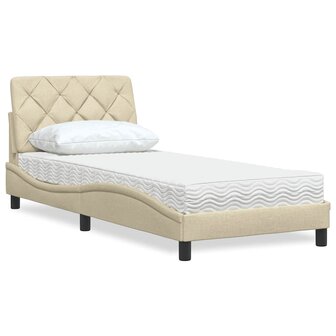 Bed met matras stof cr&egrave;mekleurig 80x200 cm 1