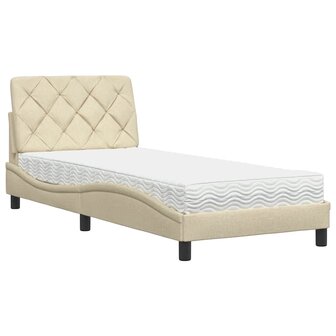 Bed met matras stof cr&egrave;mekleurig 80x200 cm 2