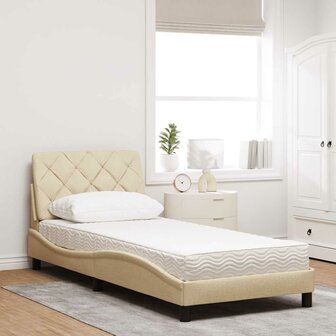 Bed met matras stof cr&egrave;mekleurig 80x200 cm 3