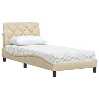 Bed met matras stof cr&egrave;mekleurig 80x200 cm 4
