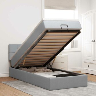 Bed met matras 90x200 cm stof lichtgrijs 1