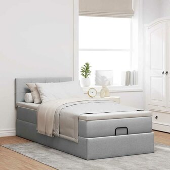 Bed met matras 90x200 cm stof lichtgrijs 3
