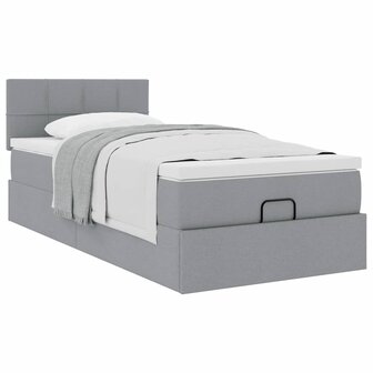 Bed met matras 90x200 cm stof lichtgrijs 5