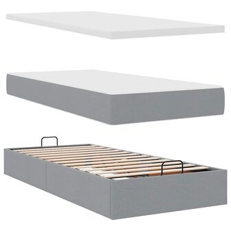 Bed met matras 90x200 cm stof lichtgrijs 8