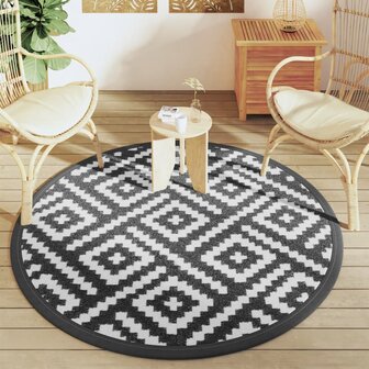 Buitenkleed ARAKIL &Oslash;160 cm polypropeen wit en zwart 3