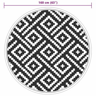 Buitenkleed ARAKIL &Oslash;160 cm polypropeen wit en zwart 6