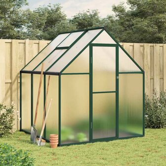 Tuinkas met basisframe 169x169x195 cm aluminium groen 1