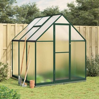 Tuinkas met basisframe 169x169x202 cm aluminium groen 1