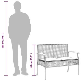 Tuinbank met kussen poly rattan en acaciahout beige 9