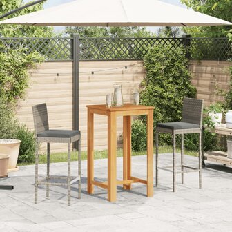 3-delige Tuinbarset massief acaciahout en poly rattan grijs 3