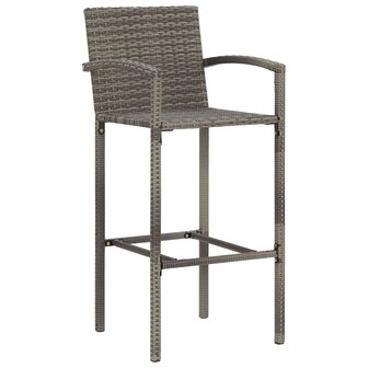 3-delige Tuinbarset massief acaciahout en poly rattan grijs 4