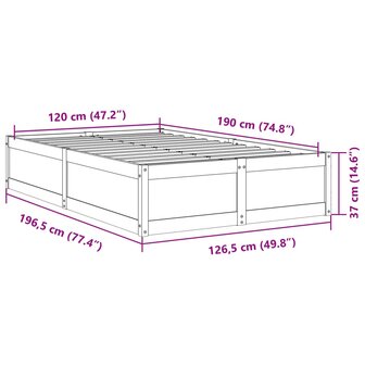 Bedframe zonder matras massief grenenhout 120x190 cm 9