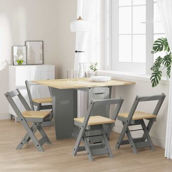 5-delige Eethoek Corona inklapbaar grenenhout grijs 3