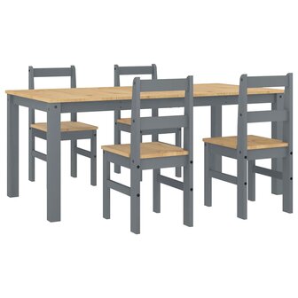5-delige Eetset Panama massief grenenhout grijs 2