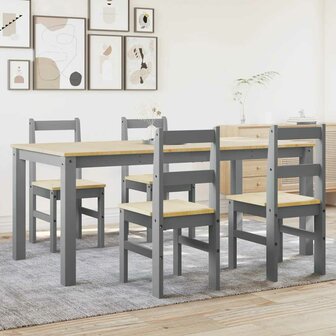5-delige Eetset Panama massief grenenhout grijs 3