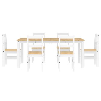 7-delige Eethoek Panama massief grenenhout wit 7