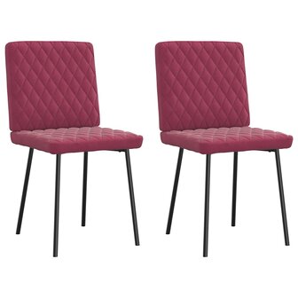 Eetkamerstoelen 2 st fluweel wijnrood 1