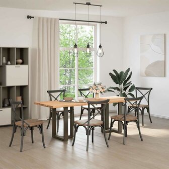 Eettafel met natuurlijke rand 220x80x74 cm massief eikenhout 2
