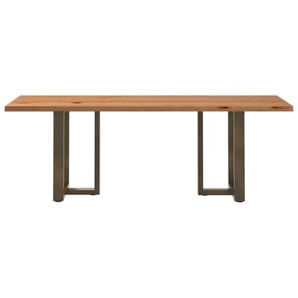 Eettafel met natuurlijke rand 220x80x74 cm massief eikenhout 3