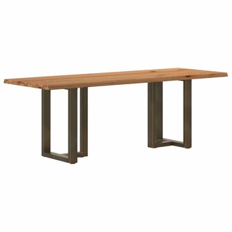 Eettafel met natuurlijke rand 220x80x74 cm massief eikenhout 5