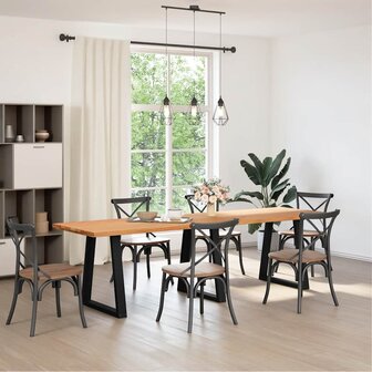 Eettafel rechthoekig 280x80x74 cm massief eikenhout lichtbruin 3