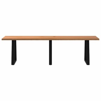 Eettafel rechthoekig 280x80x74 cm massief eikenhout lichtbruin 4