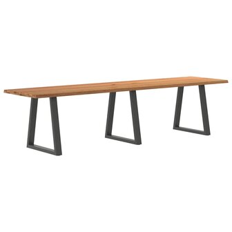 Eettafel met natuurlijke rand 320x80x74 cm massief eikenhout 1