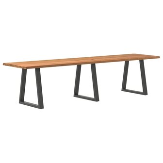 Eettafel met natuurlijke rand 320x80x74 cm massief eikenhout 5