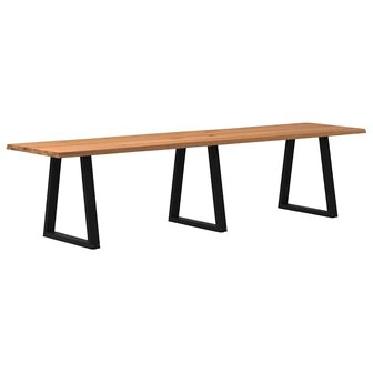 Eettafel met natuurlijke rand 320x80x74 cm massief eikenhout 5