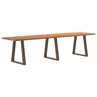 Eettafel met natuurlijke rand 320x80x74 cm massief eikenhout 1