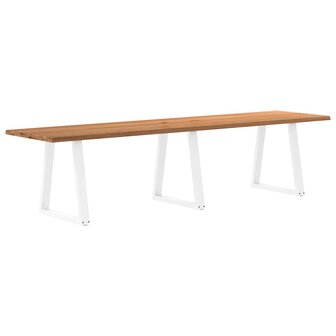 Eettafel met natuurlijke rand 320x80x74 cm massief eikenhout 1