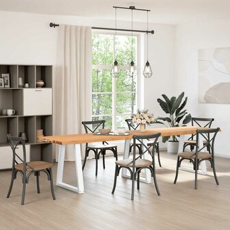 Eettafel met natuurlijke rand 320x80x74 cm massief eikenhout 2